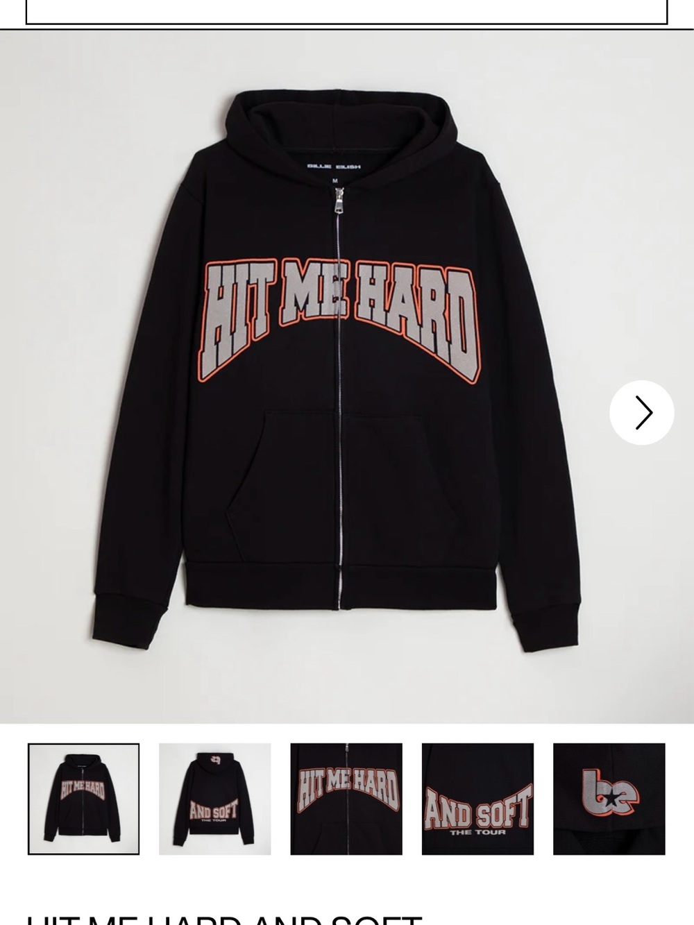 Billie Eilish HIT ME HARD AND SOFT: THE TOUR Zip Hoodie